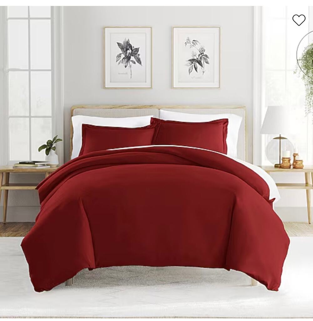 NEW! Casual Comfort iEnjoy King&Cal King 3PC Premium Duvet Cover Set Red